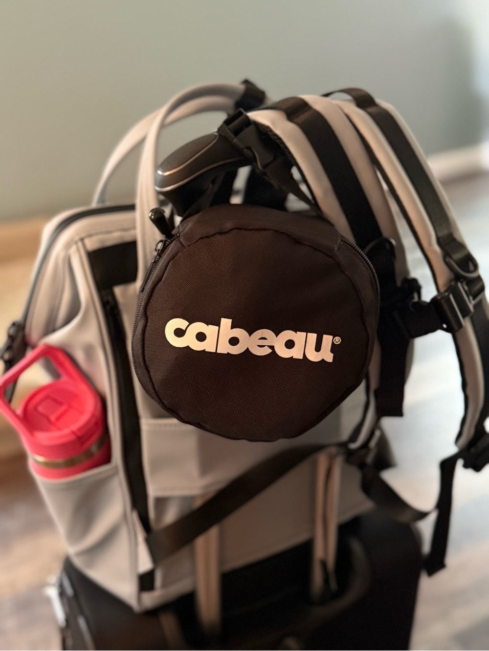 cabeau Black Travel pillow with Compact Carry Case that attaches to your luggage
